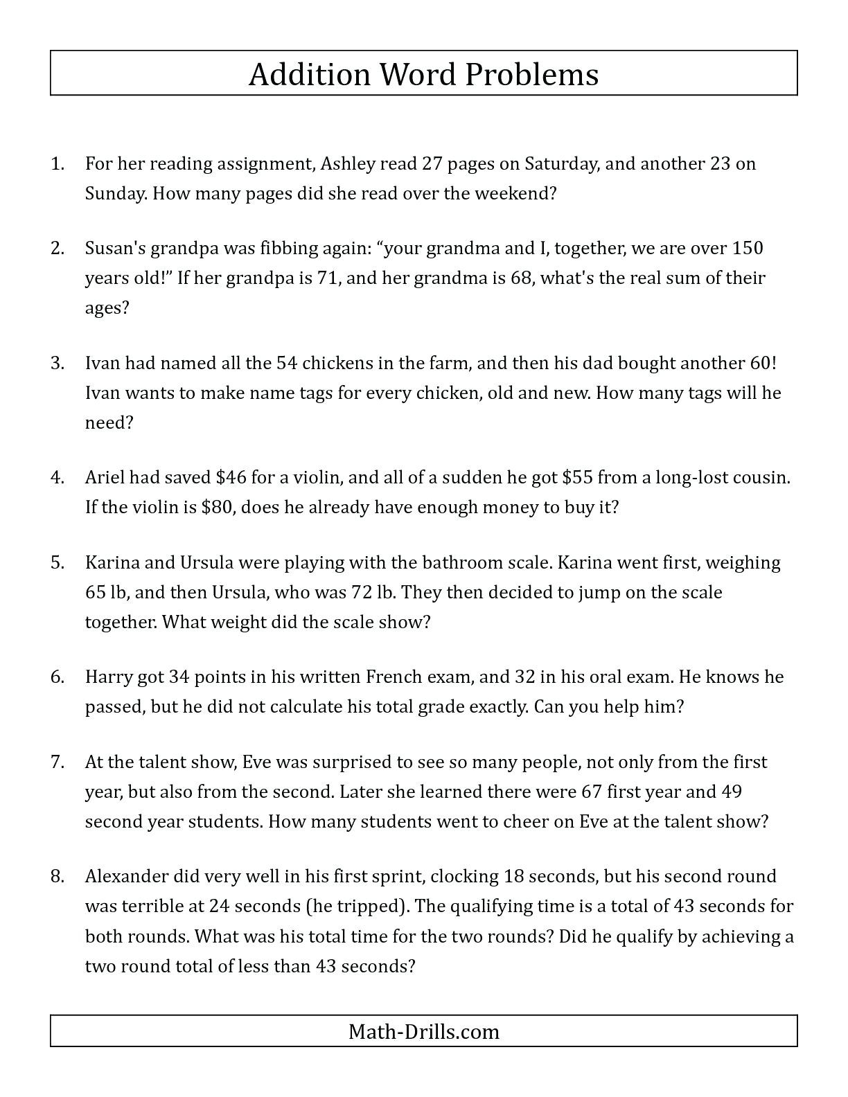 basic word problems worksheet the single step addition word problems using two digit numbers a word simple interest word problems worksheet pdf