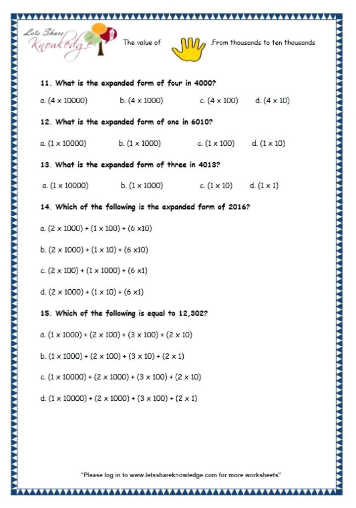 5 Free Math Worksheets Third Grade 3 Addition Add 4 4 Digit Numbers In ...