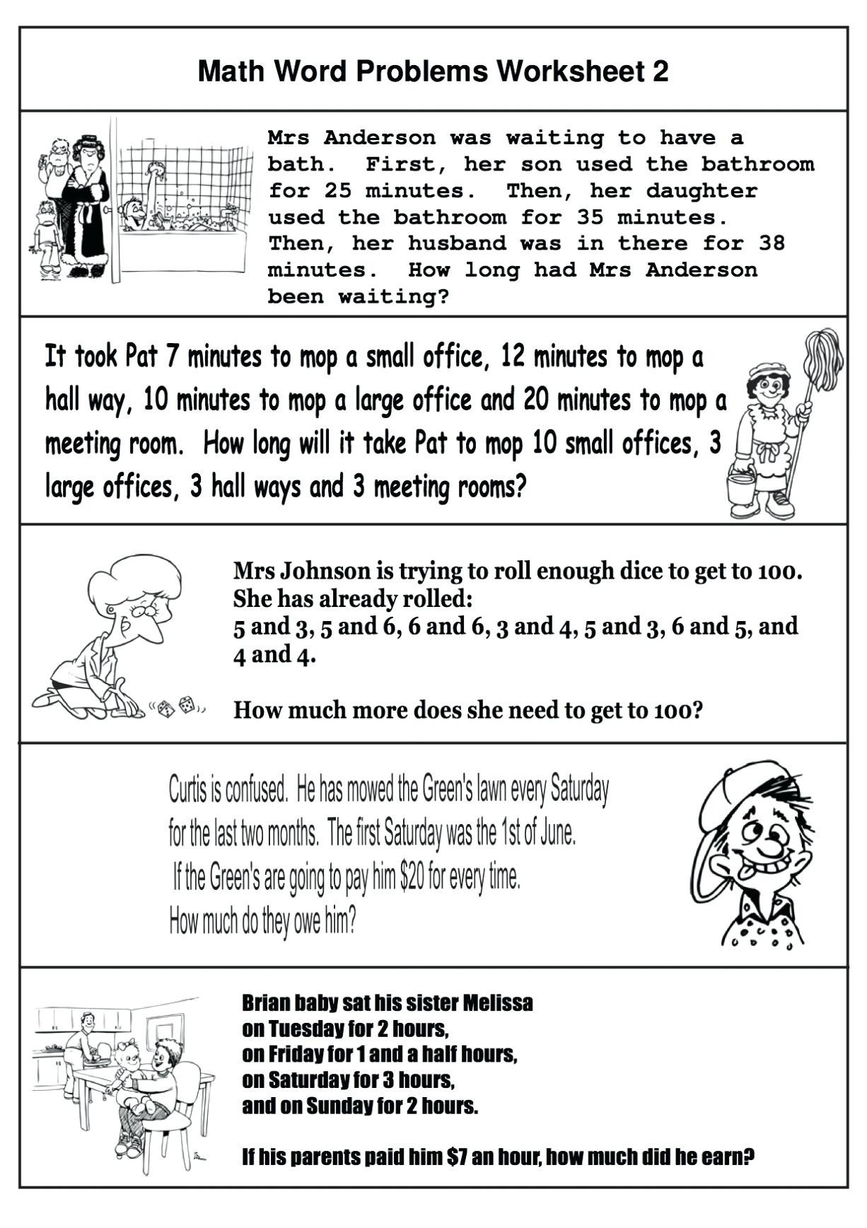 4 Free Math Worksheets Third Grade 3 Addition Word Problems AMP