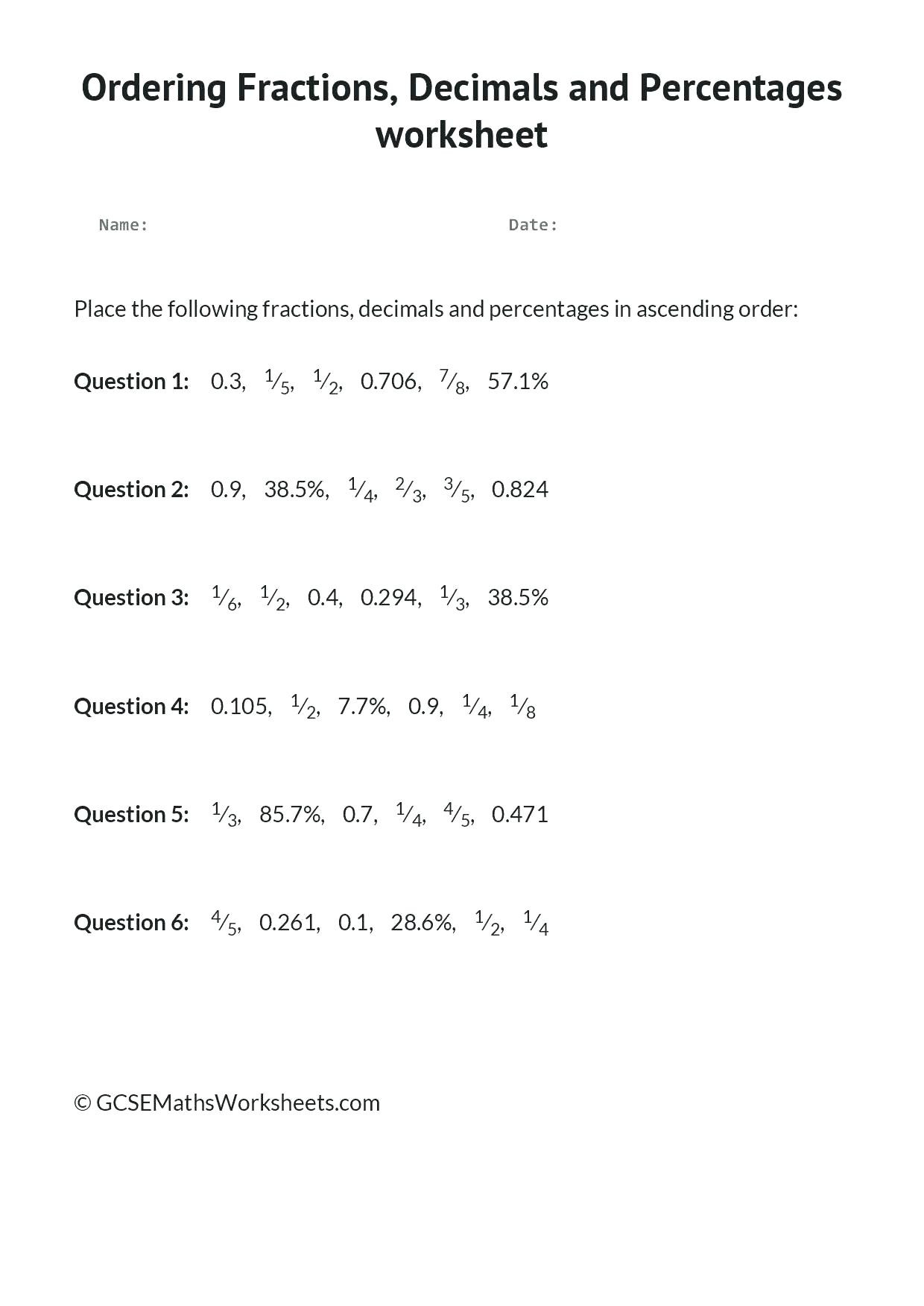 fractions greatest to least math new reducing worksheet mon denominator worksheets pdf