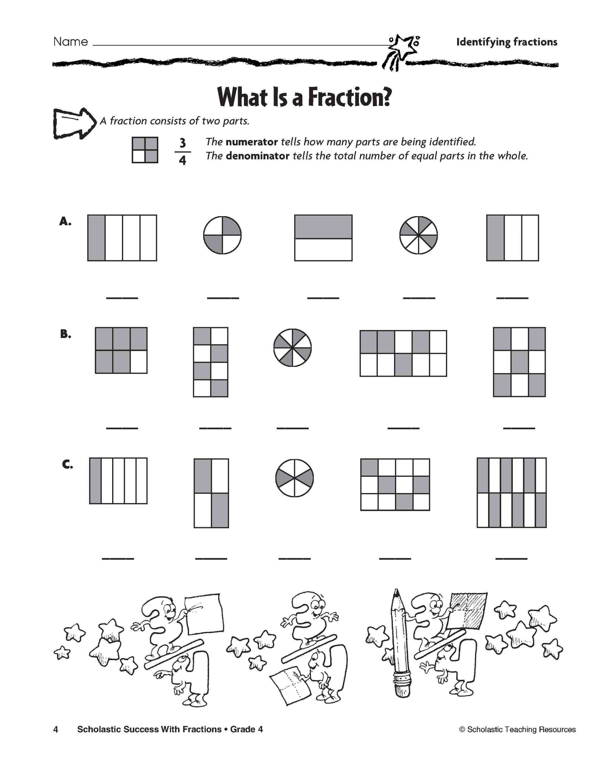 Free Math Worksheets Third Grade 3 Fractions and Decimals Subtracting Fractions Like Denominators