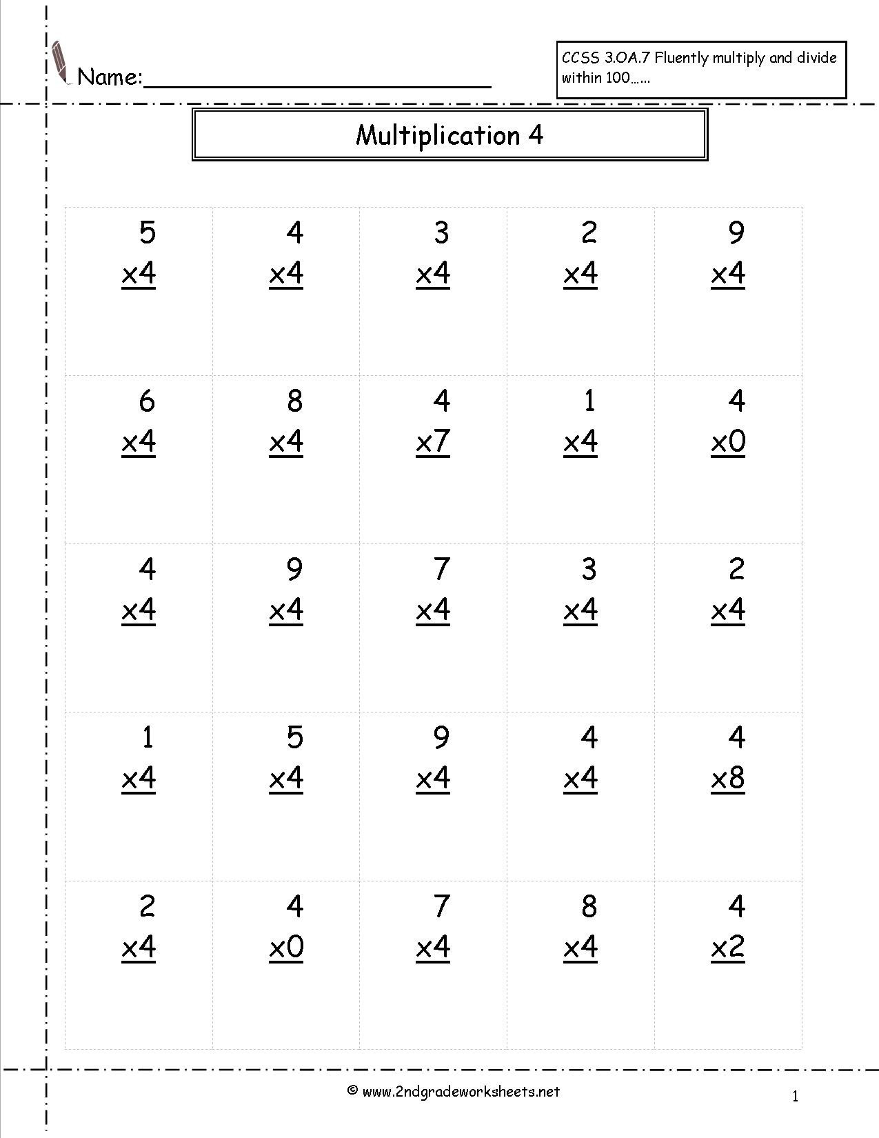 Free Math Worksheets Third Grade 3 Multiplication Multiplication Table 3 9