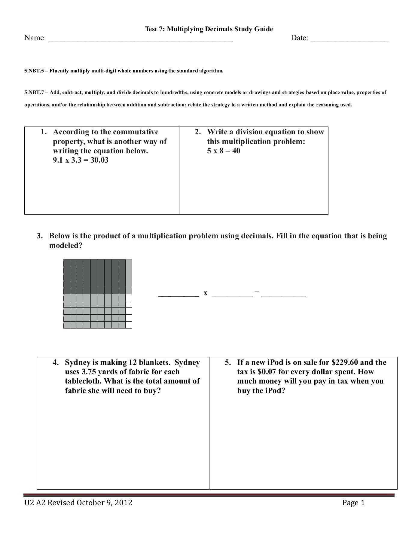 3rd grade mon core math worksheets for printable 2