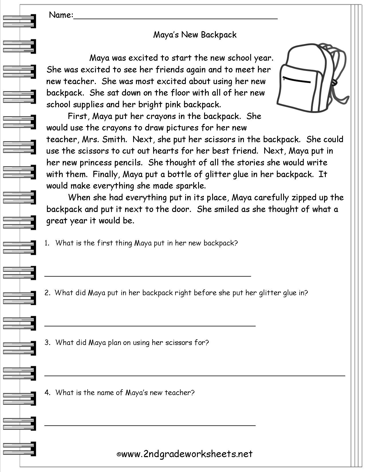 picture reading worksheets for grade kids