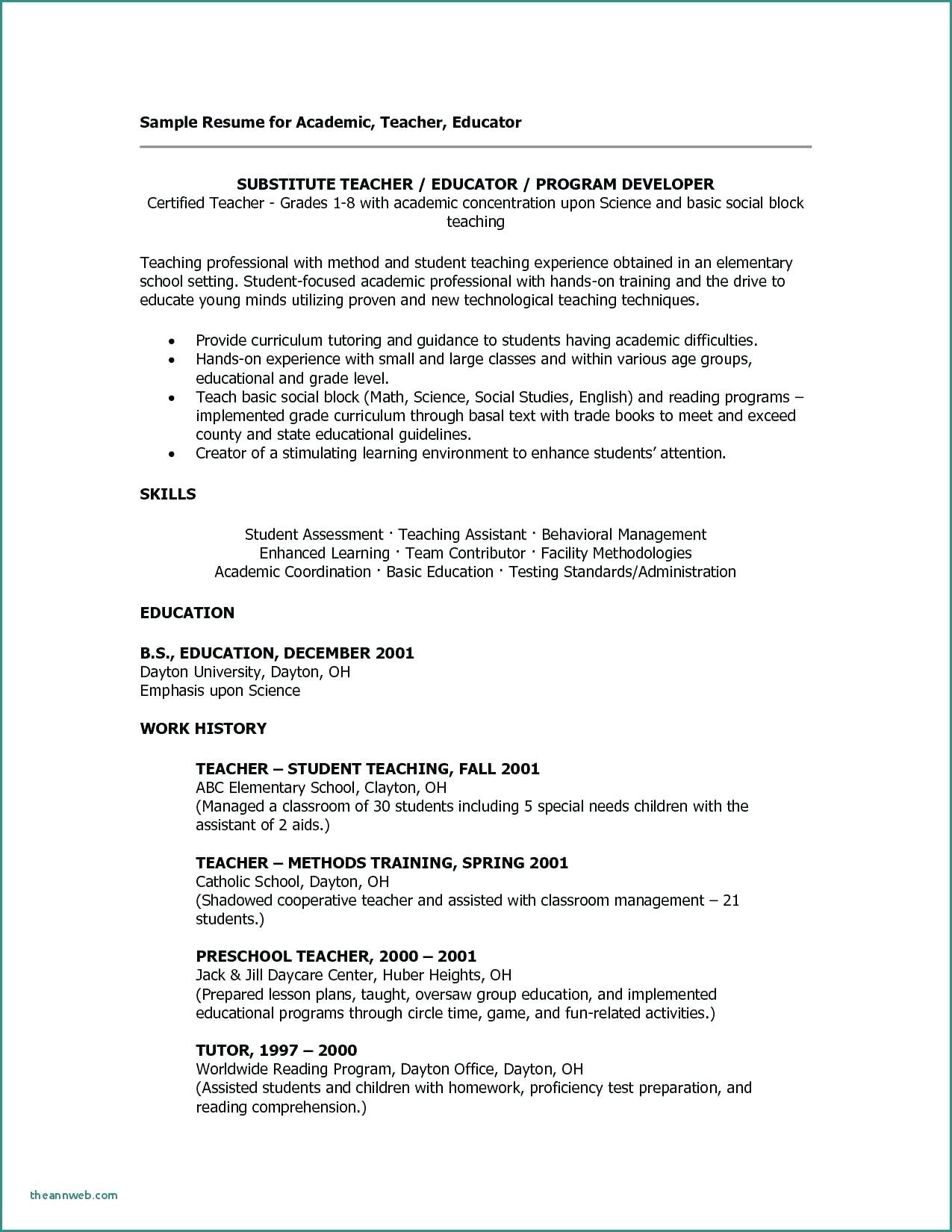 teachers resume sample examples special education samples preschool teaching assistant