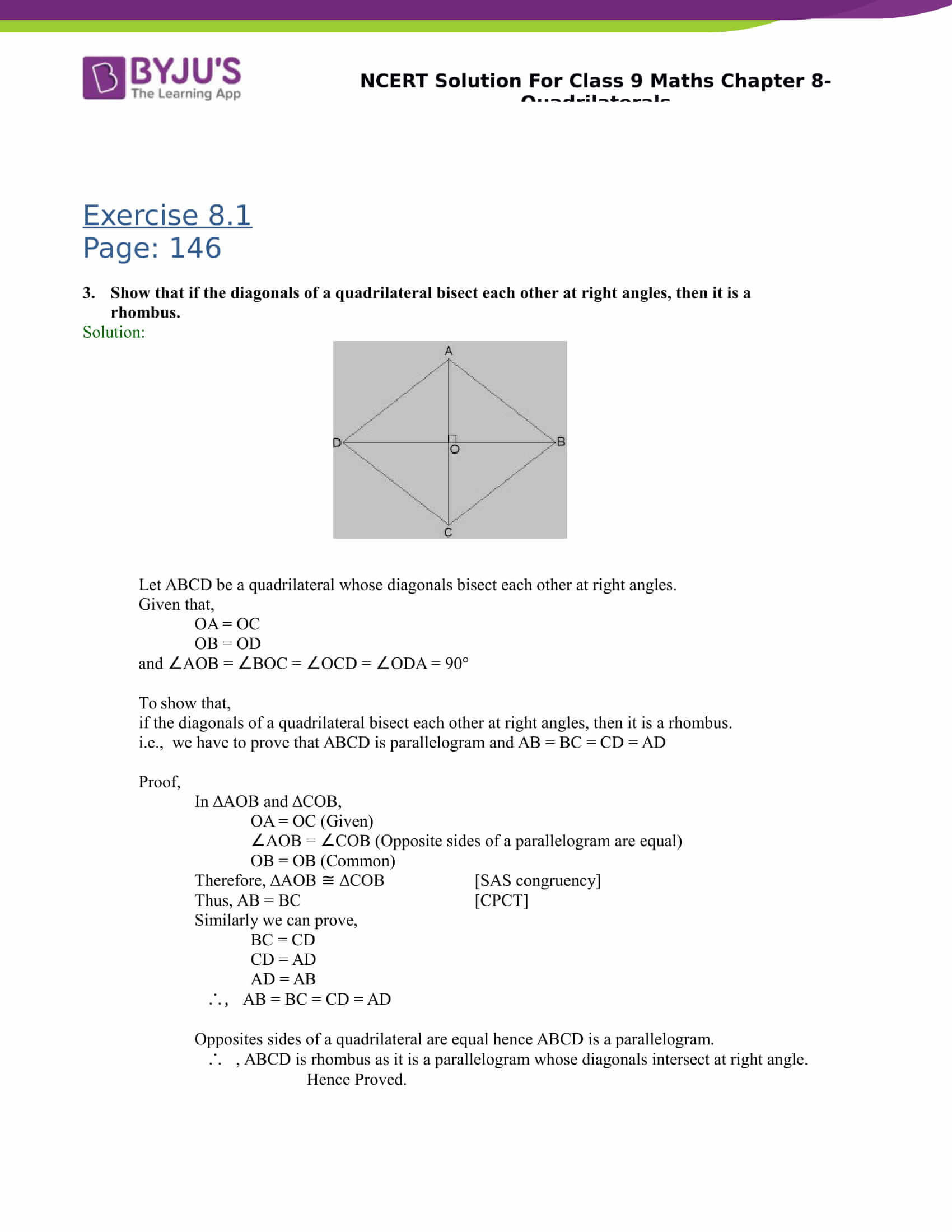 NCERT Solution for class 9 Maths Chapter 8 Quadrilaterals 02