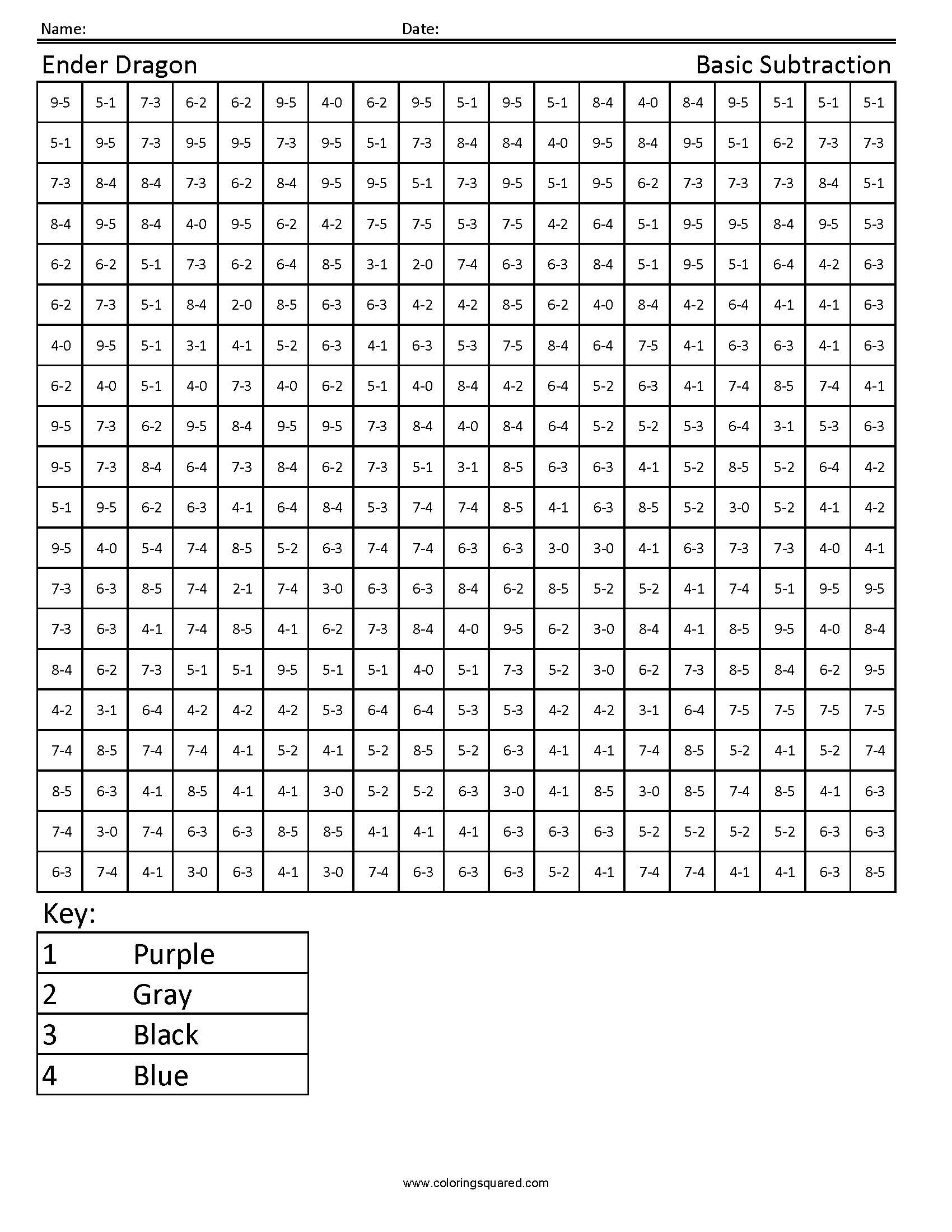 Two Digit Subtraction