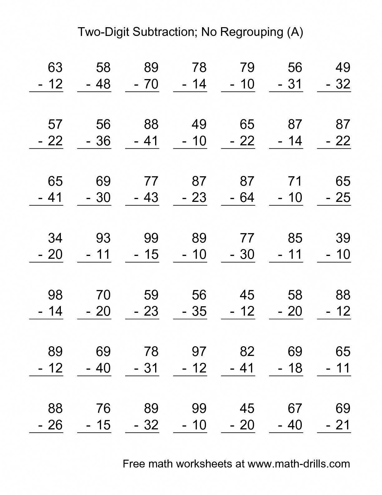 subtraction worksheets without regrouping the two digit subtraction with no regrouping 49 questions a of subtraction worksheets without regrouping