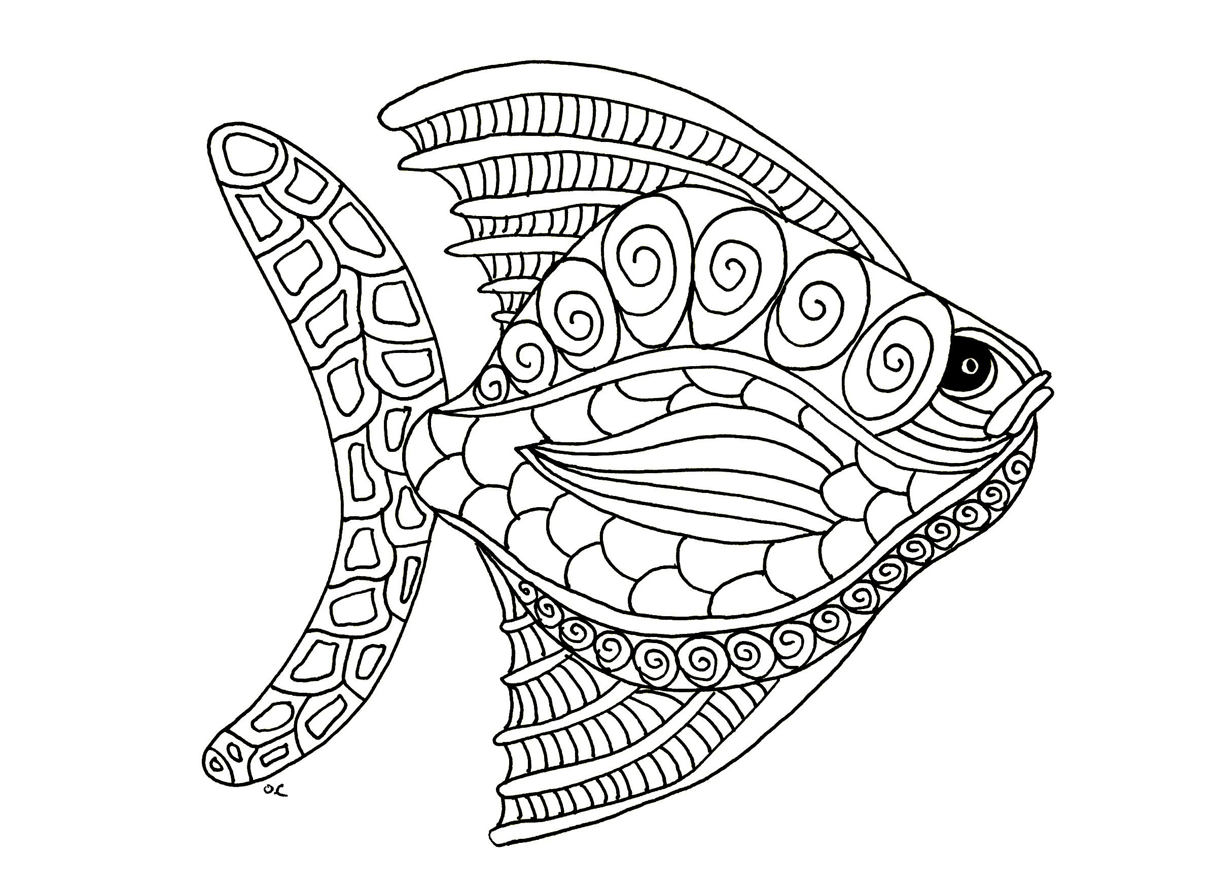 Animal Coloring Pages for Adults Fish