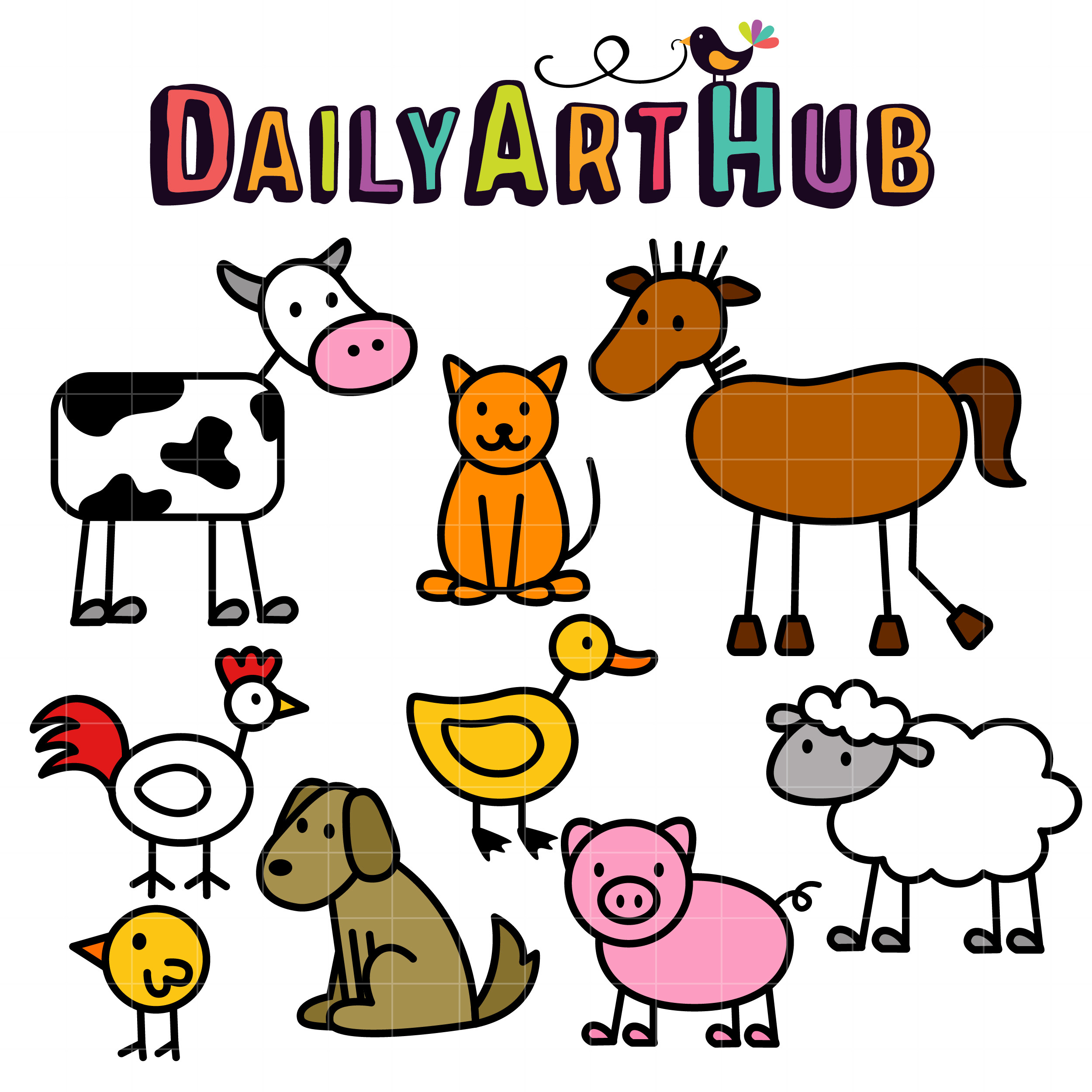 Cute Farm Animals Drawings