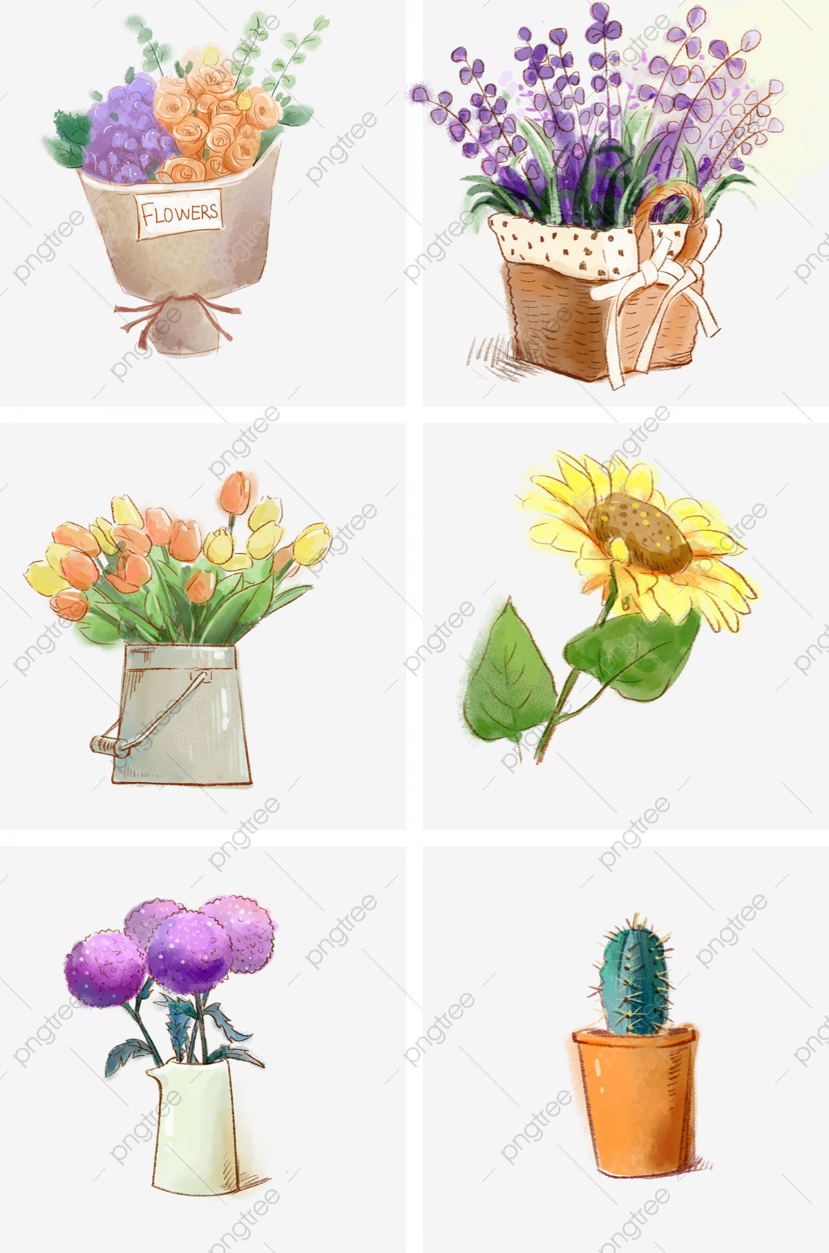 pngtree plant decoration gouache pigment flower cluster pattern design png image