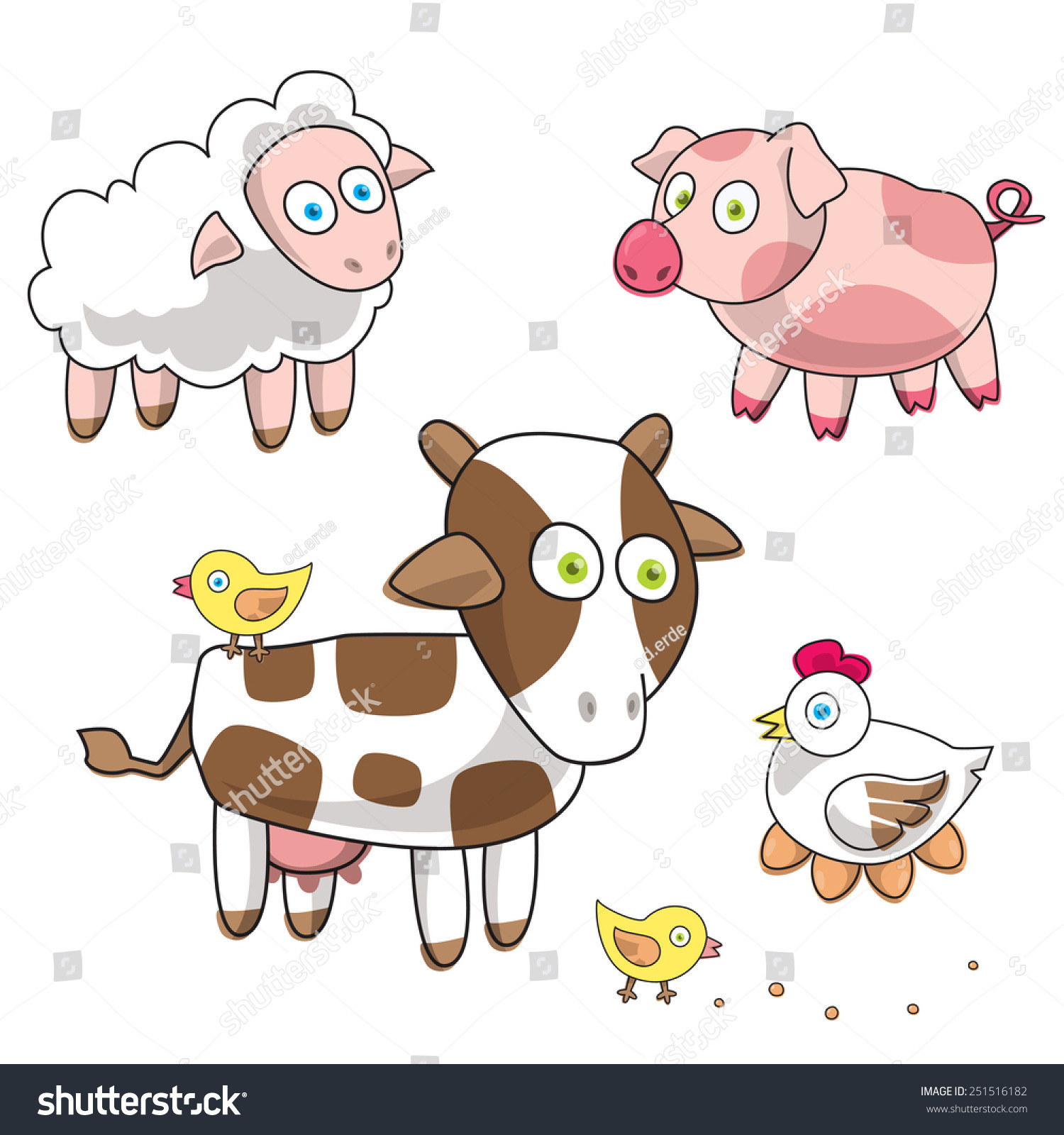 Cute Farm Animals Vector