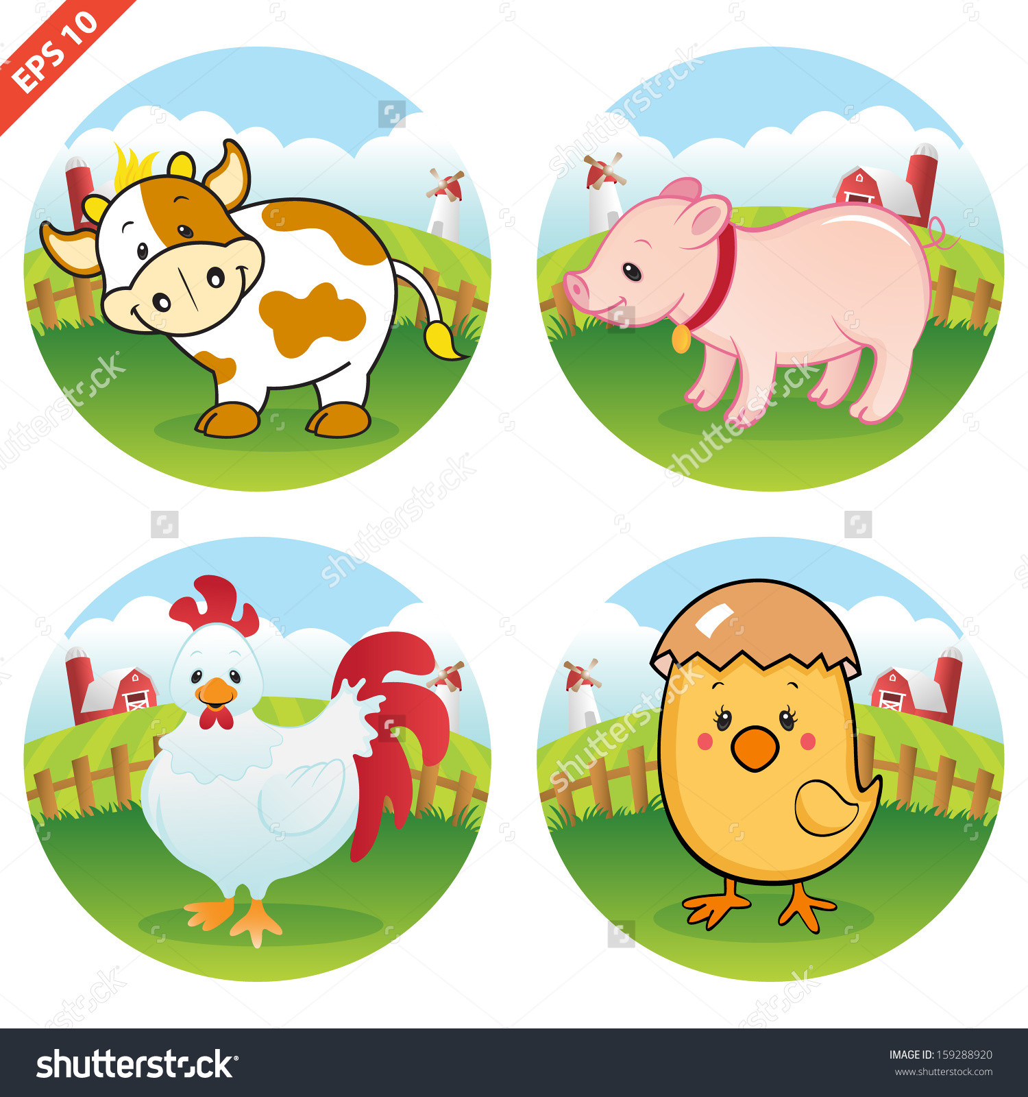 Cute Farm Animals Vector