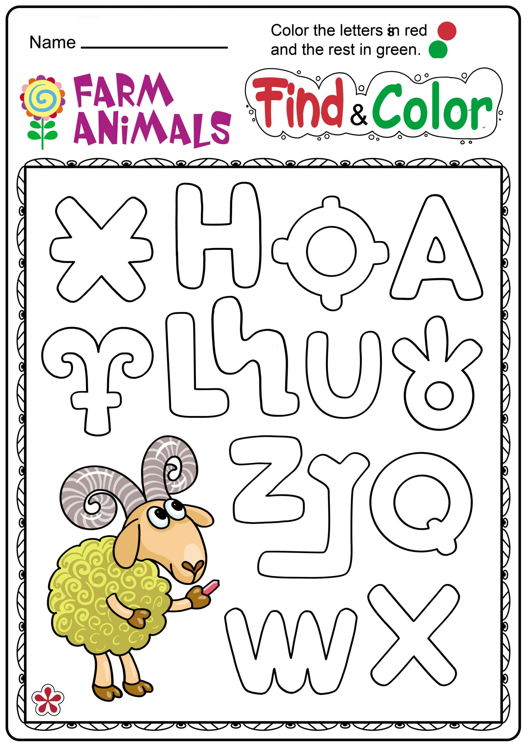 farm animals and letters worksheet for kindergarten letter worksheets free printable ideas find scaled