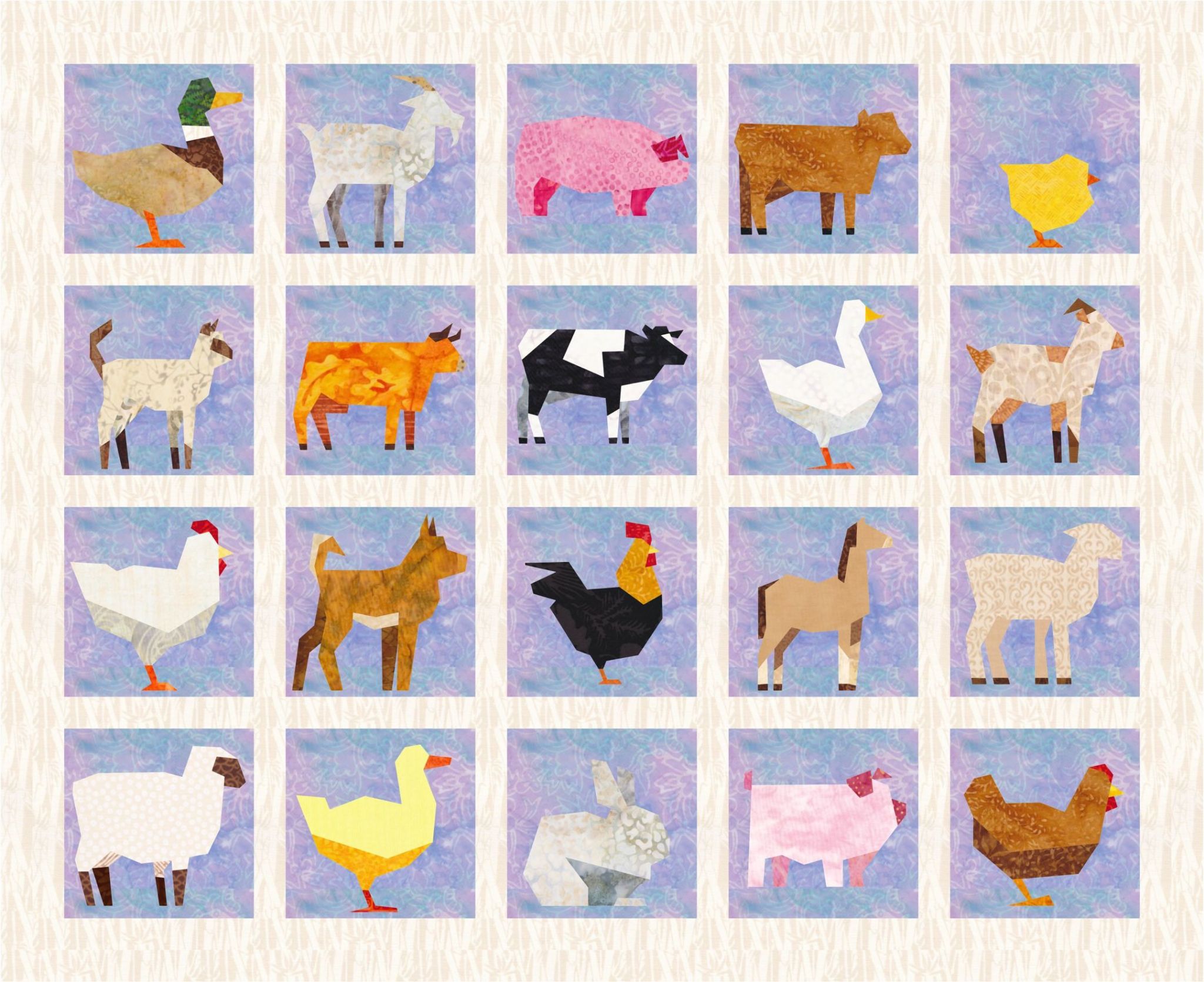 6 Farm Animals Applique Designs - AMP