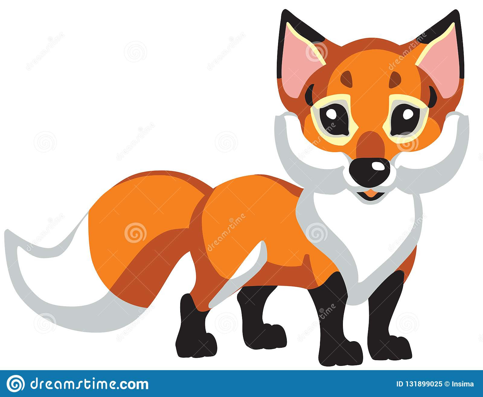 cartoon red fox isolated vector illustration baby little kid cartoon little red fox isolated white