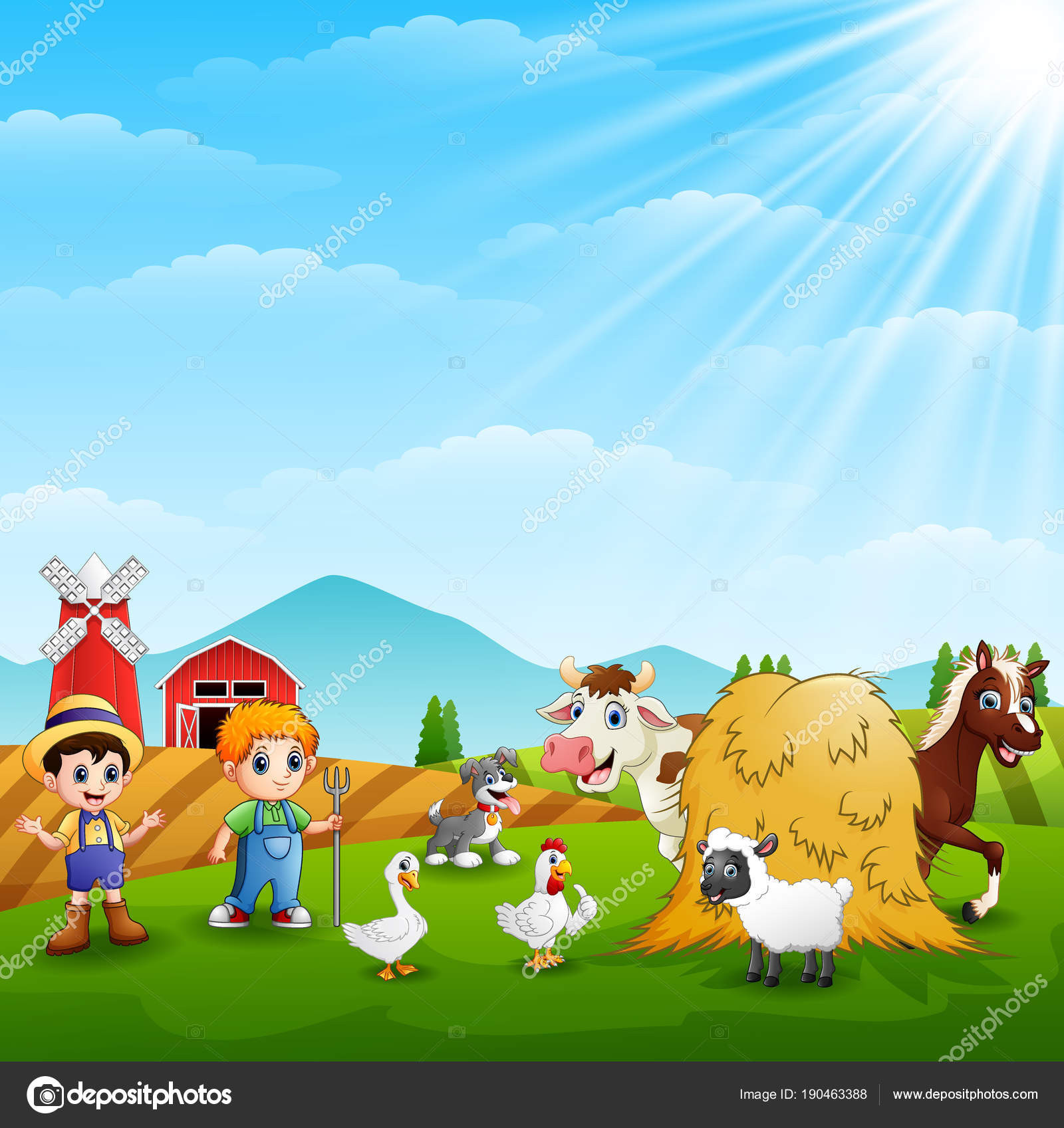 depositphotos stock illustration vector illustration farmers keeping animals