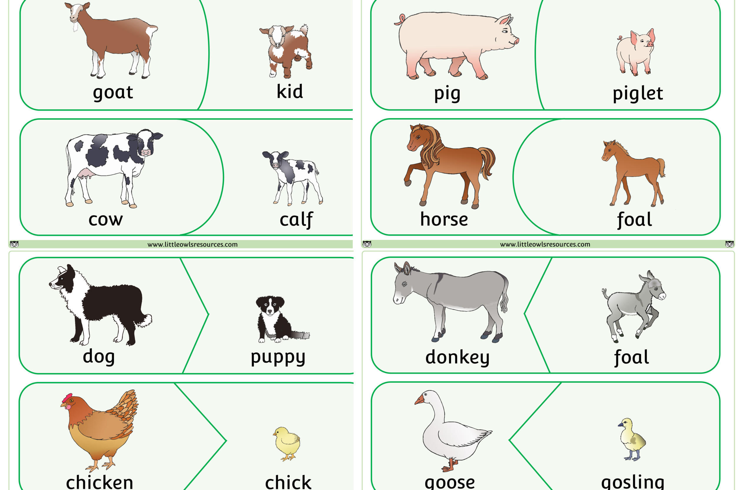 Farm Animals Cards Pattern for Infants