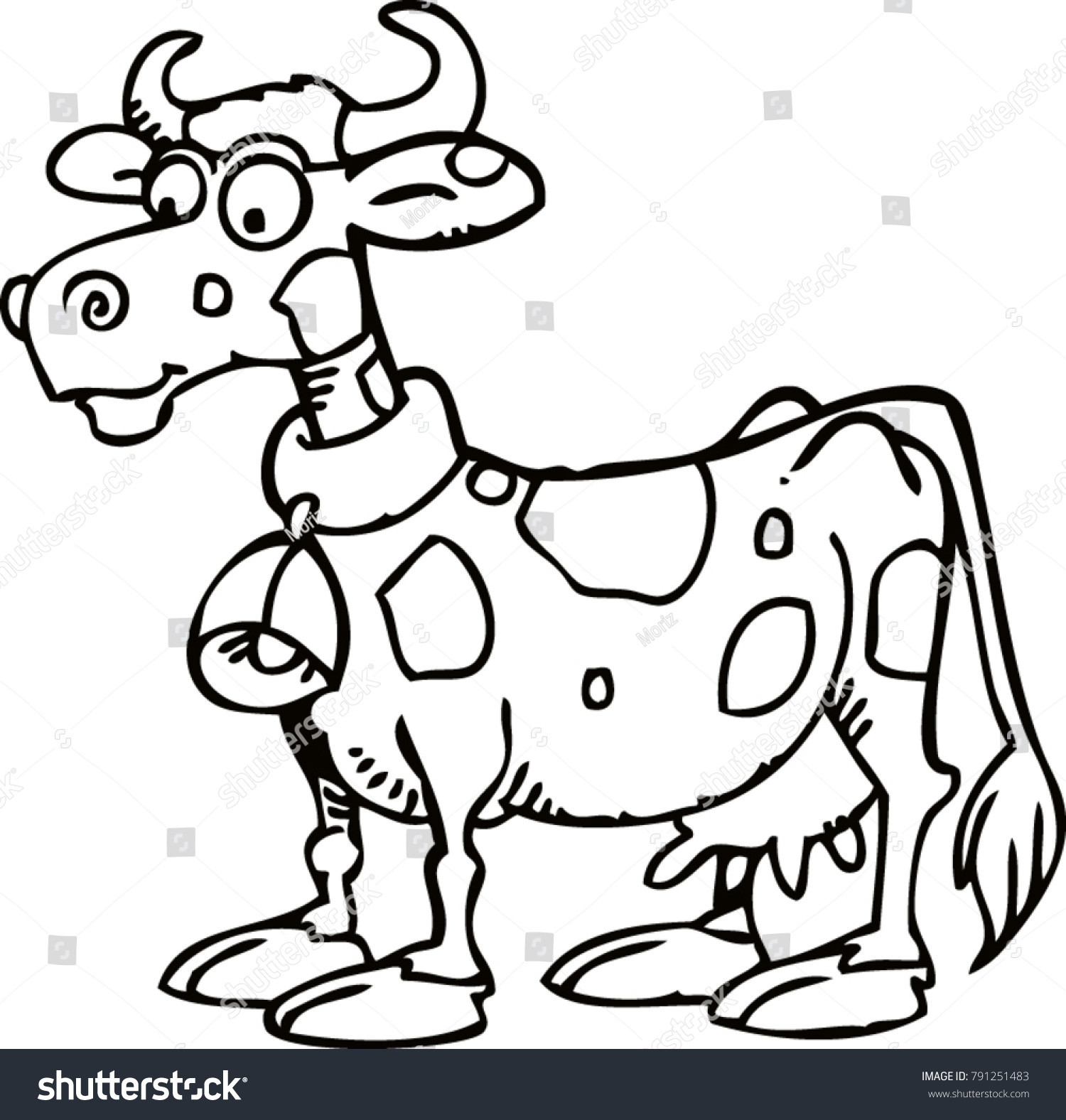 stock vector black and white cartoon vector illustration of funny cow farm animal for coloring book