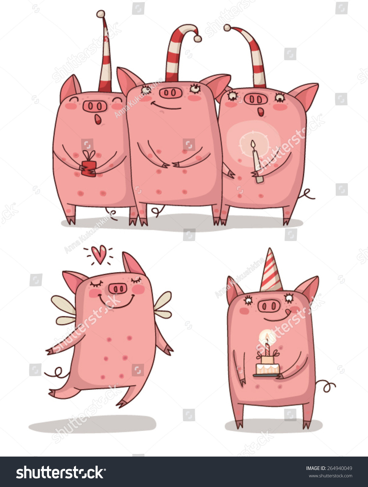 stock vector holidays pigs set