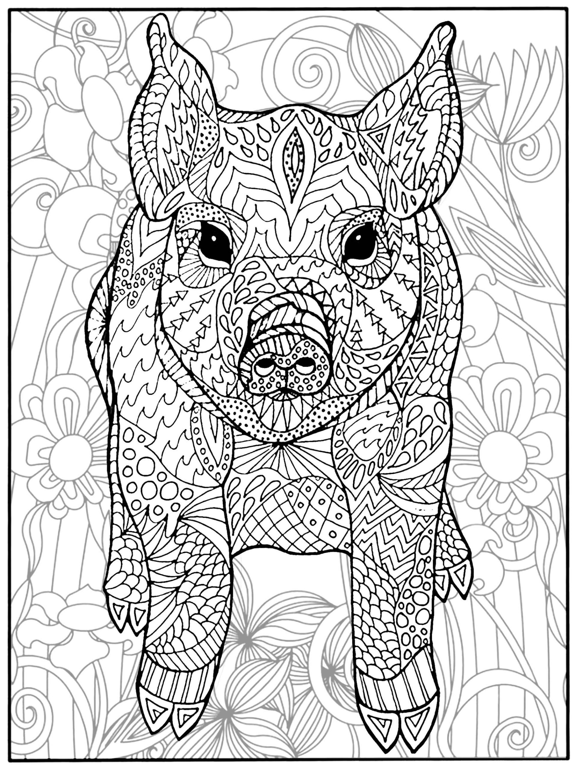 pig and flowers from the gallery pigs coloring year of colouring scaled