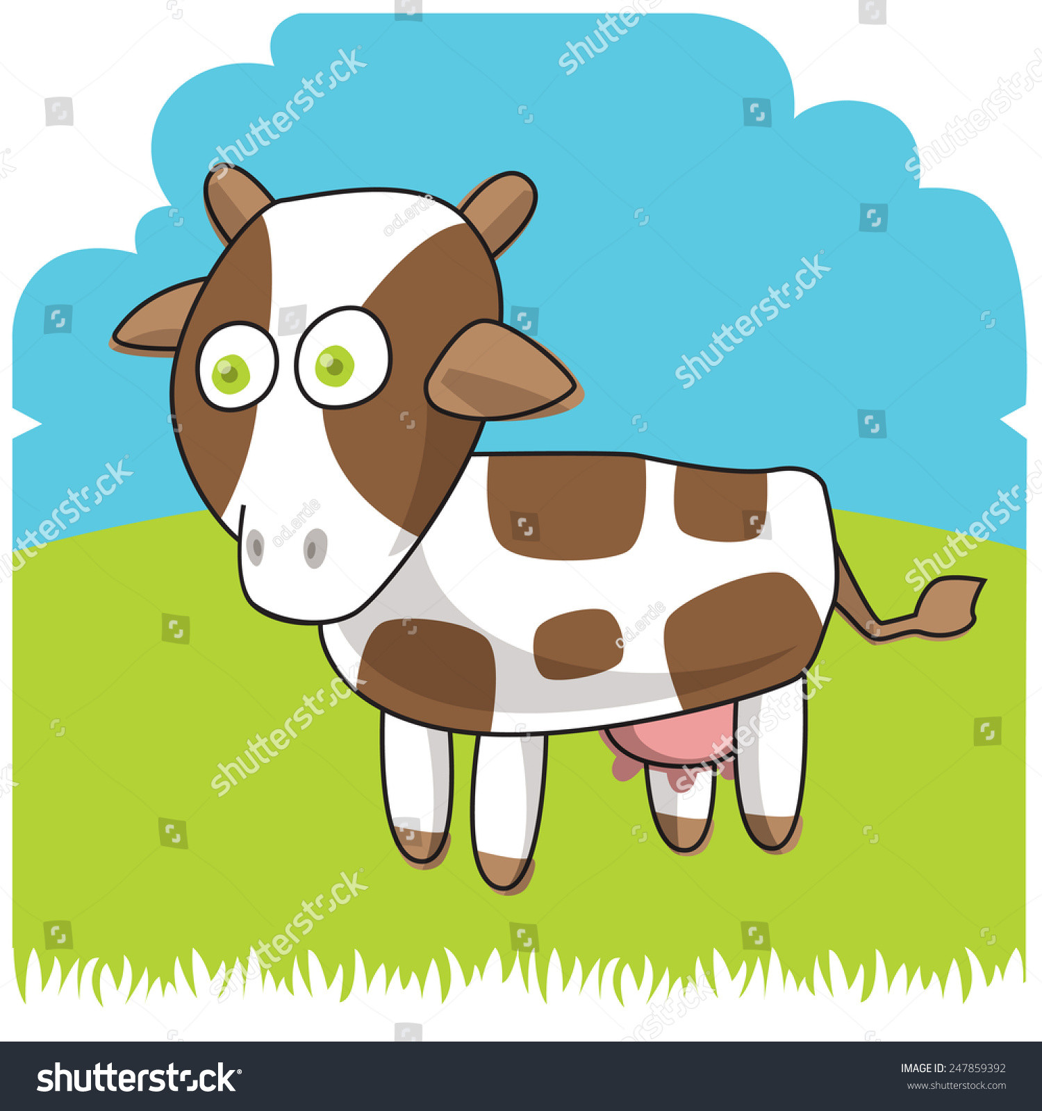 stock vector funny farm cartoon cow vector illustration e p s