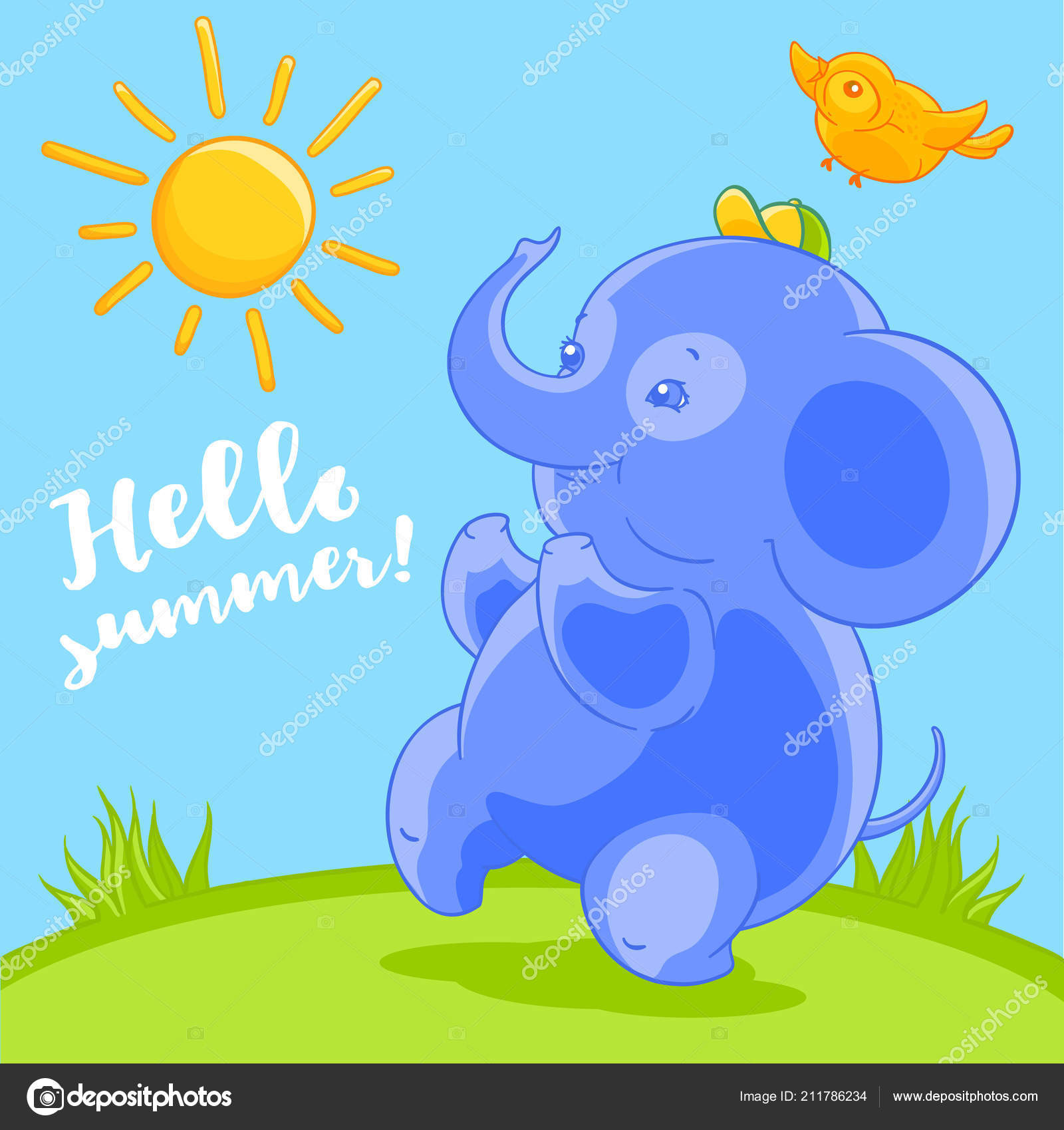 depositphotos stock illustration cute blue baby elephant pretty