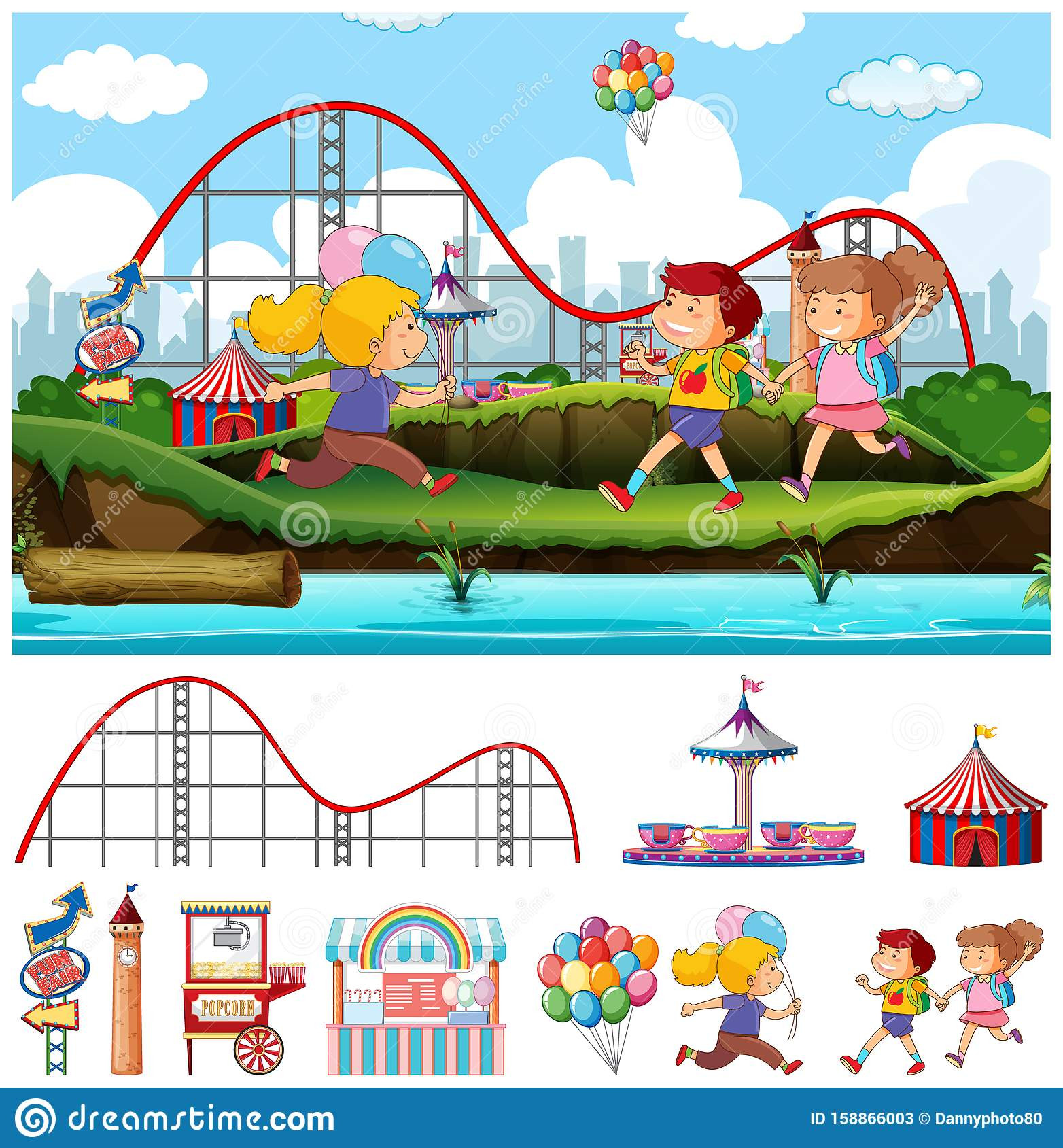 scene background design children funfair scene background design children funfair illustration