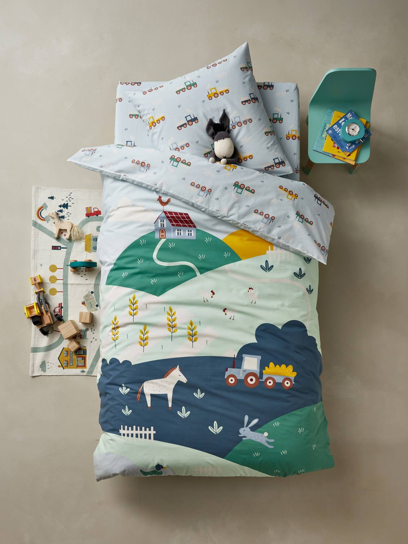 duvet cover pillowcase set for children a la ferme