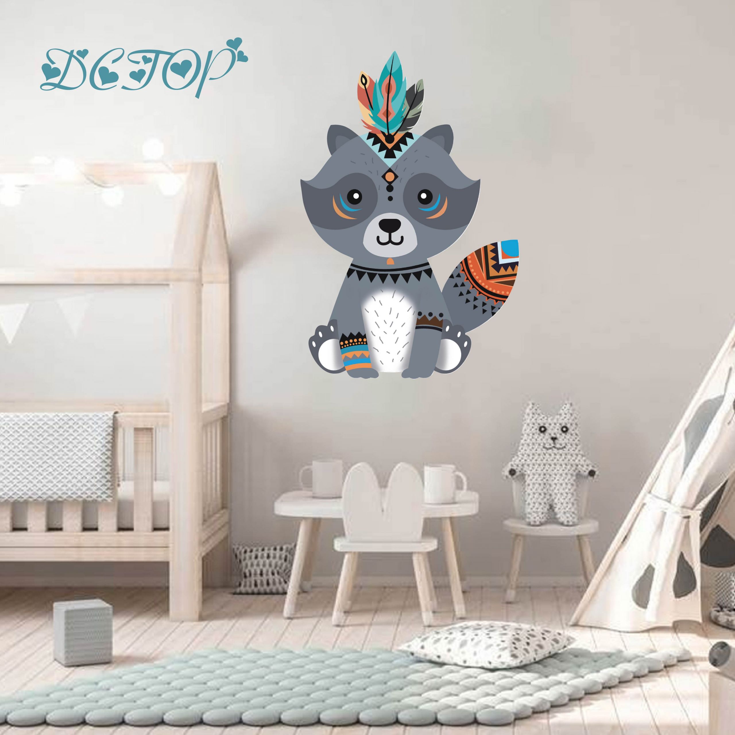 Tribal Animal Wall Stickers Removable Decal Boys Girls Bedroom Kids Room Nursery Home Decor Cute Cartoon