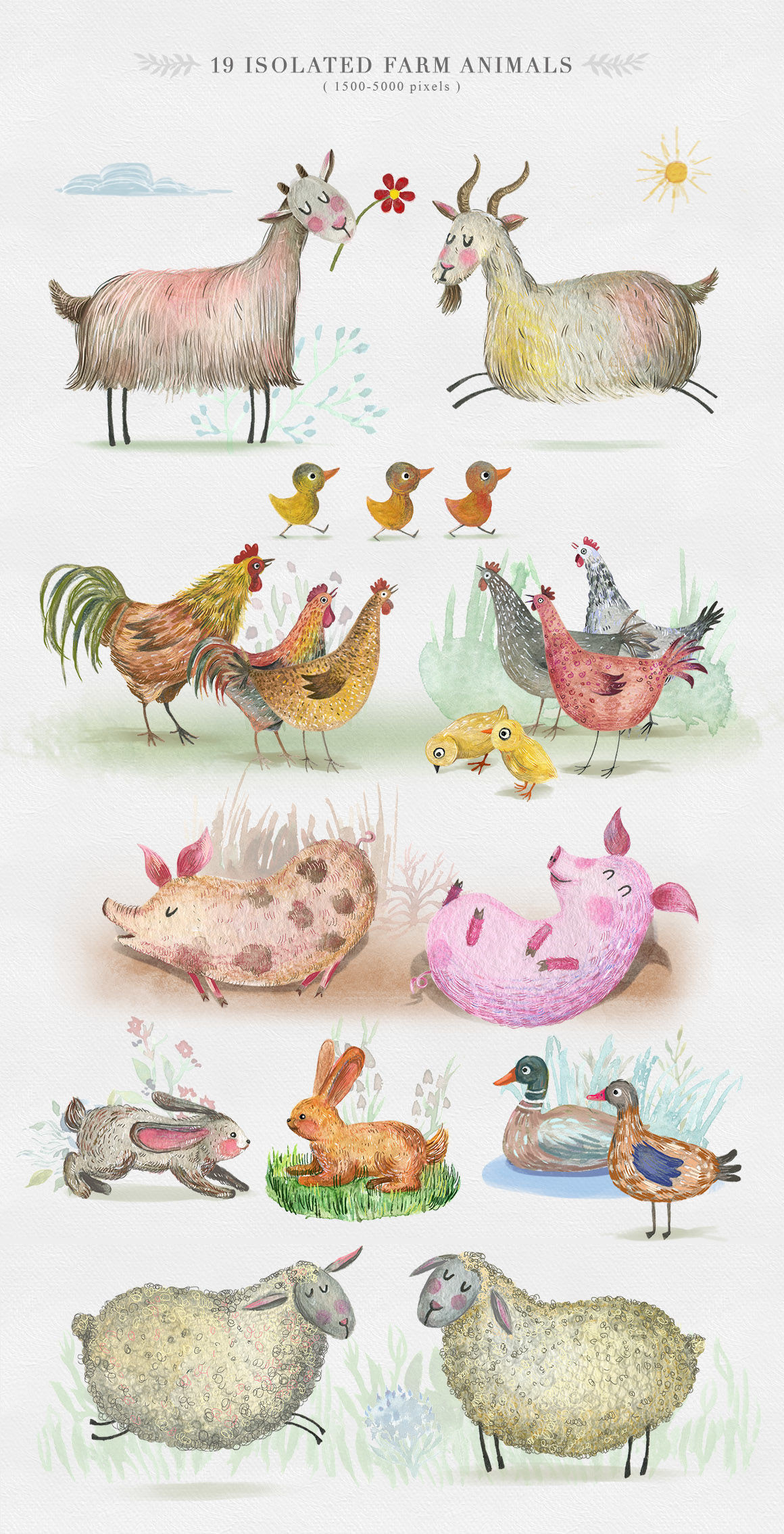 Farm Animals Paintings Cute