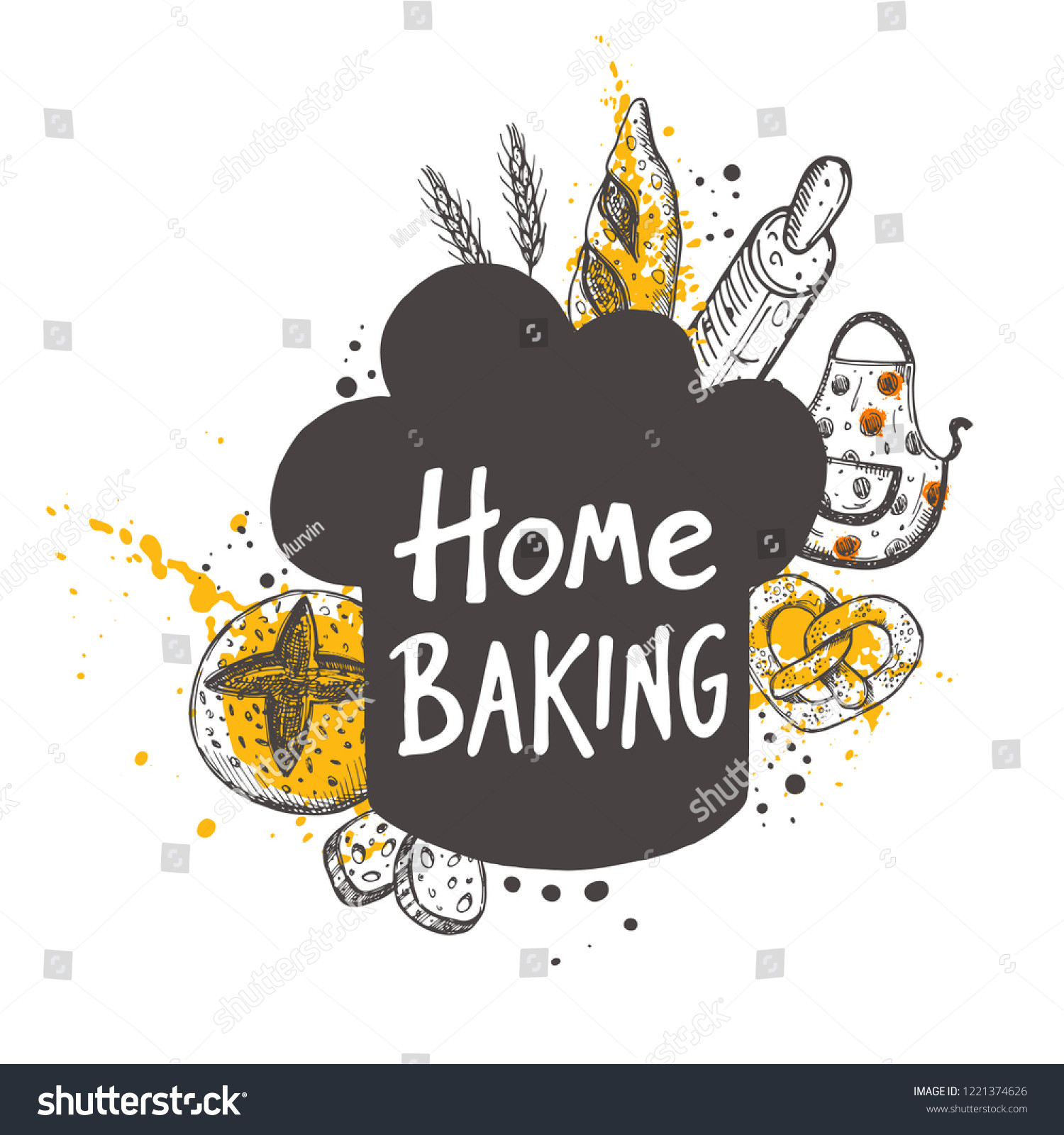 stock vector home baking lettering hand drawn vector illustration can be used for badges labels logo