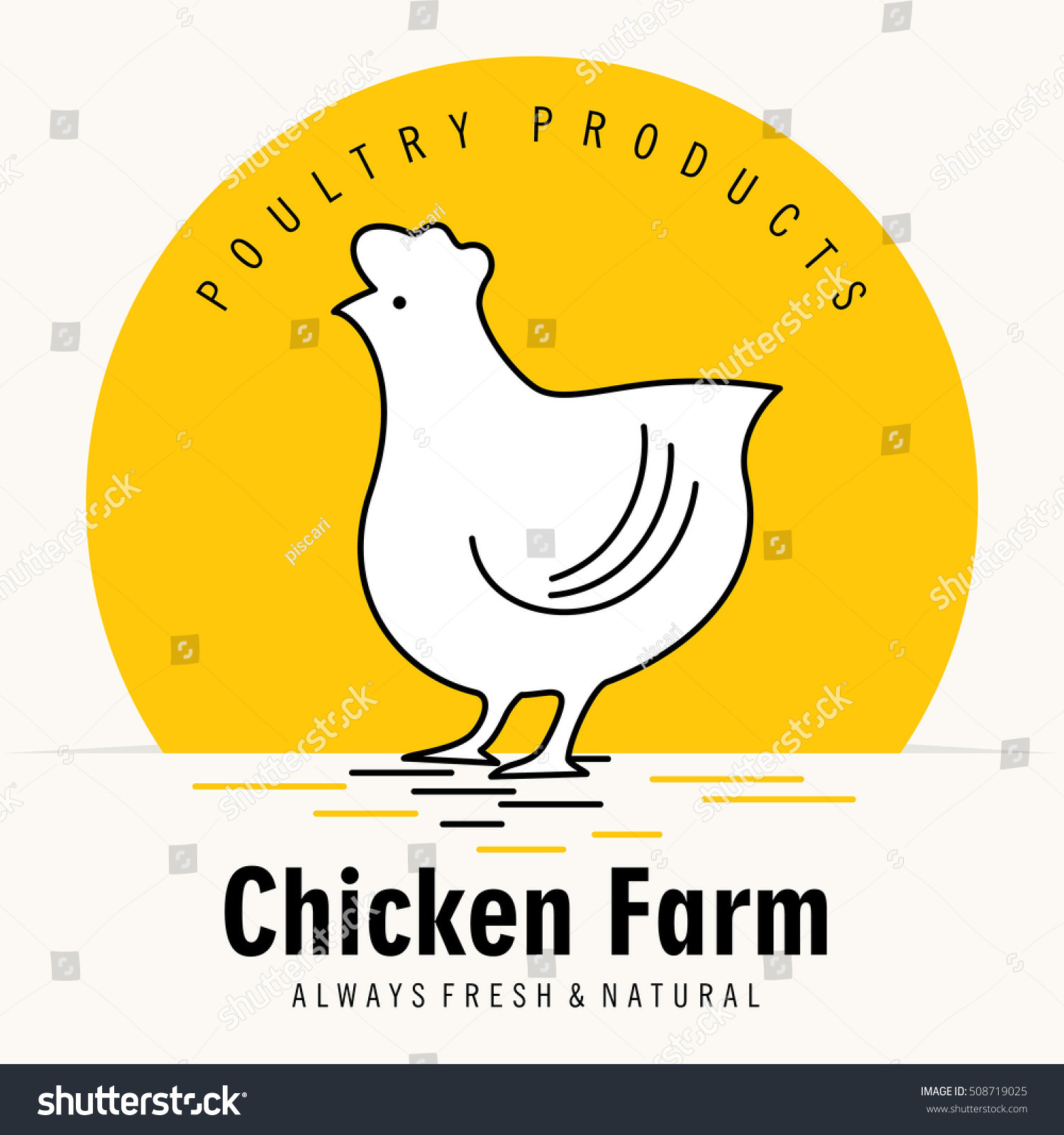 stock vector chicken farm logo with bird silhouette poultry products sticker emblem round shape simple design