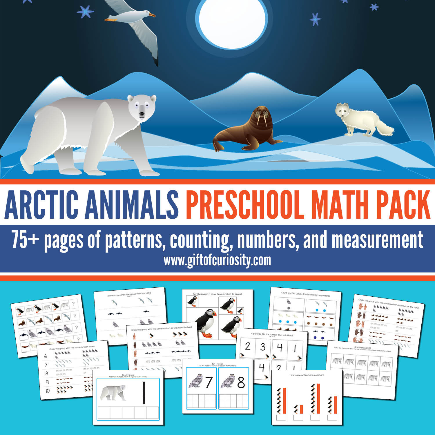 Arctic Animals Preschool Math Pack FB