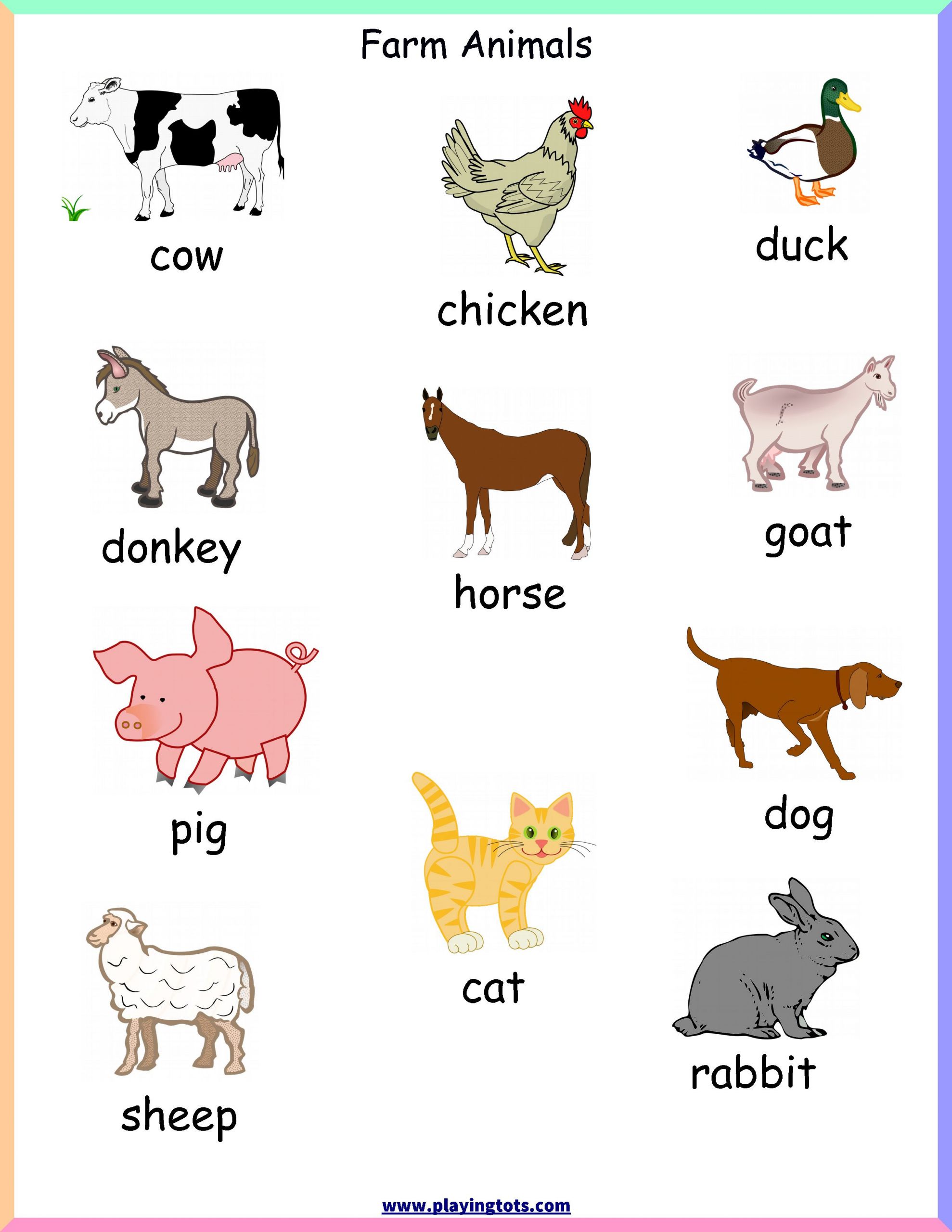 Farm Animals Preschool Printables