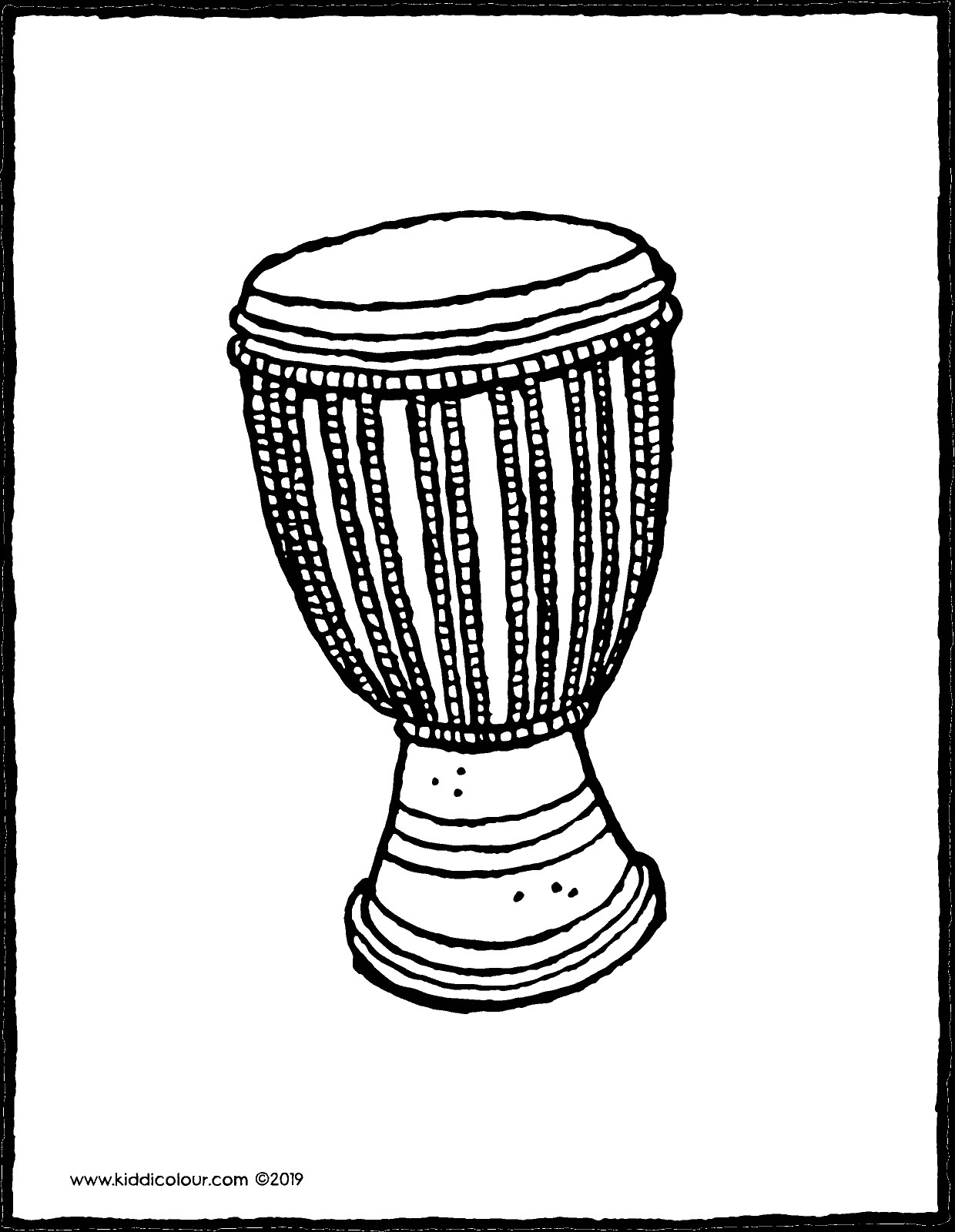 djembe or African drum colouring page drawing picture 01V