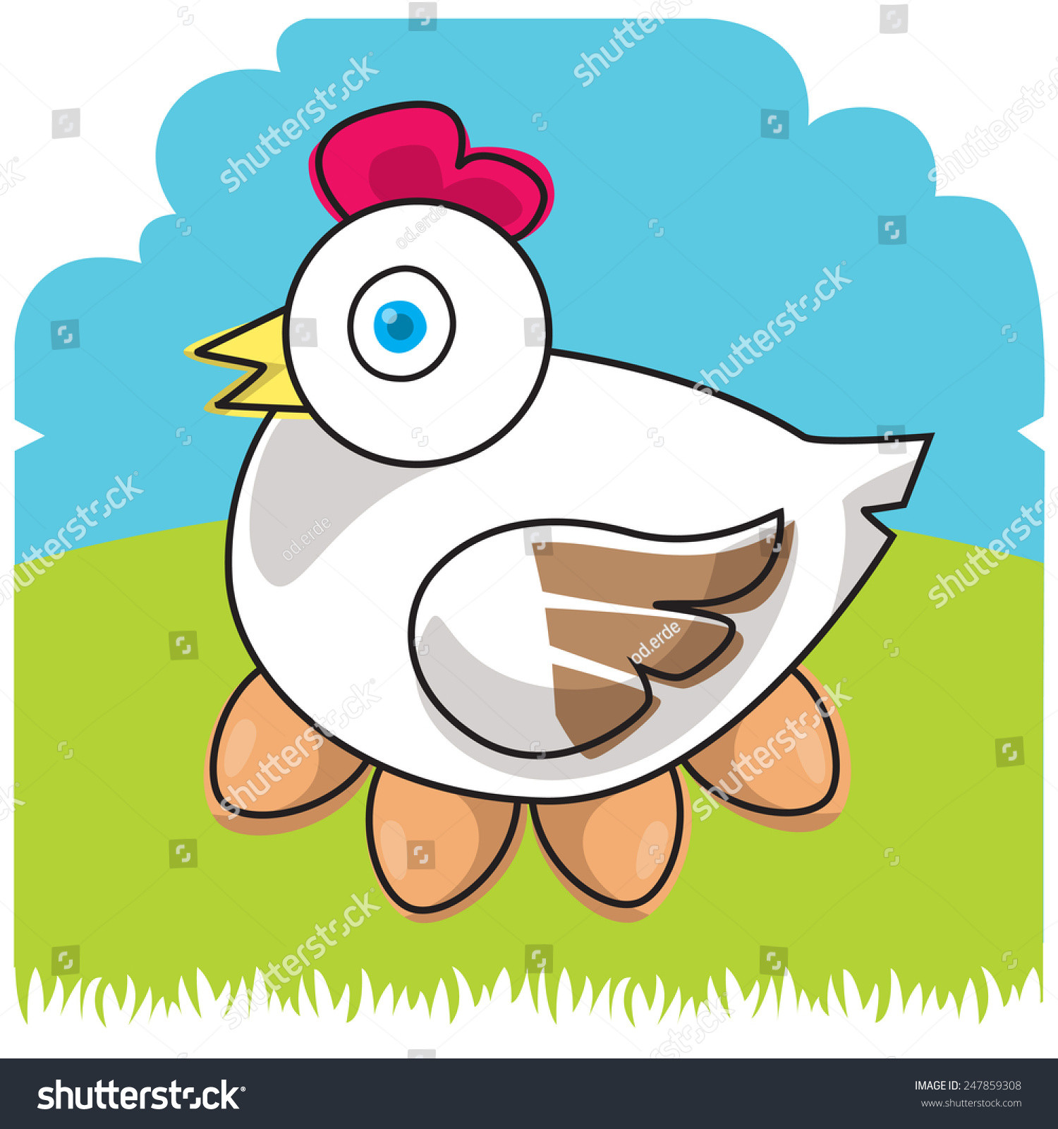 stock vector funny farm cartoon hen eggs chicken vector illustration e p s