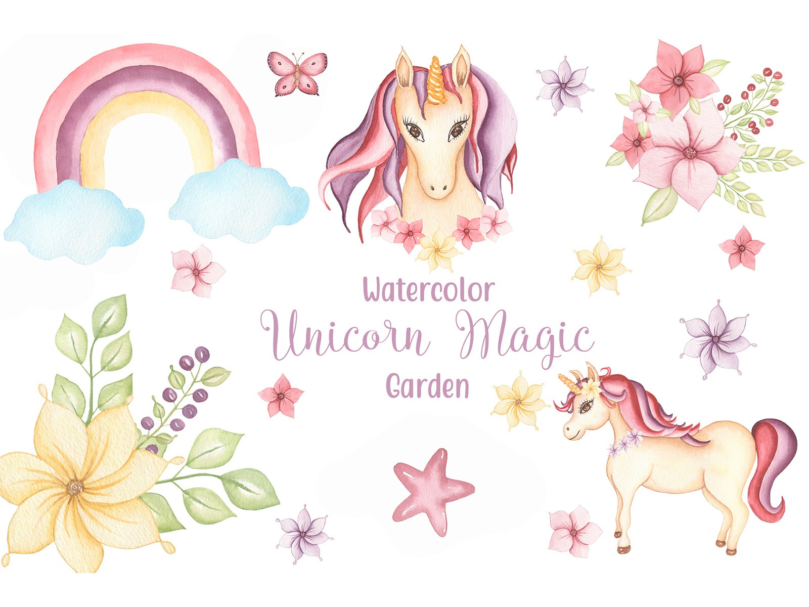 Farm Animals Watercolor Clipart