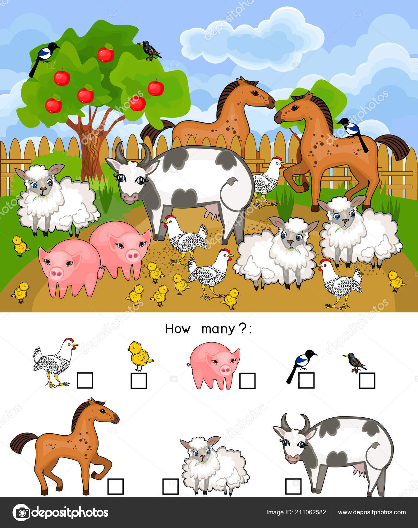 depositphotos stock illustration how many animals counting educational