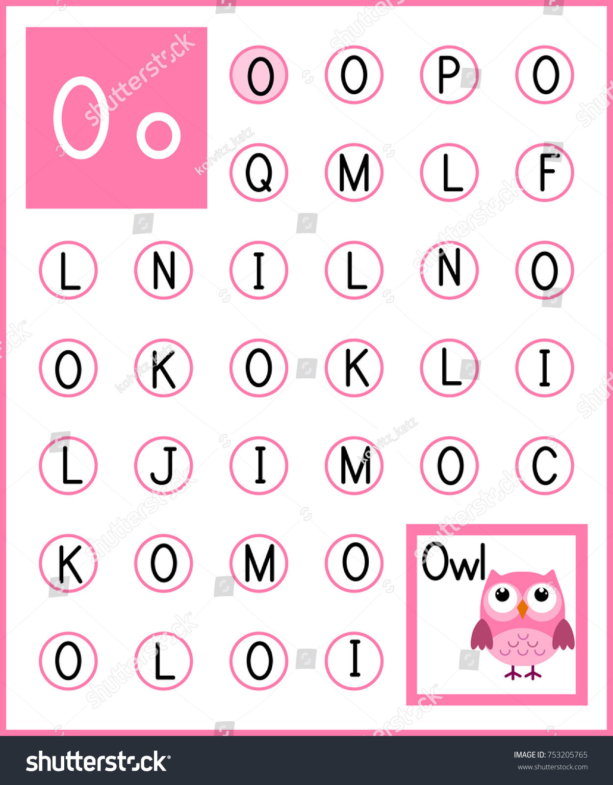 stock vector worksheet alphabet activity for pre schoolers and kindergarten find the letter o and paint