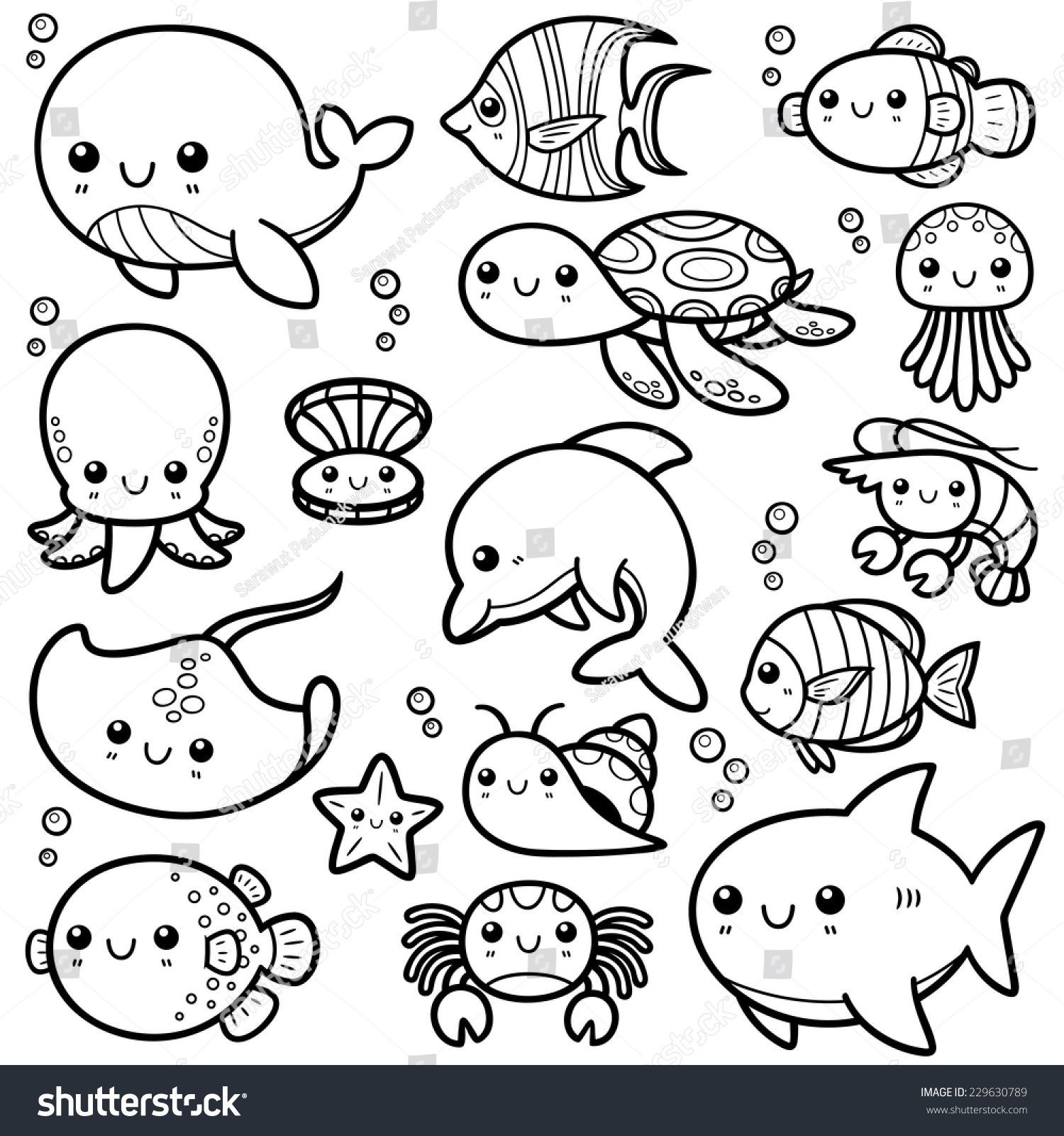 f9dcff1ced337c5ec6defc0a8d84bae0 vector illustration of sea animals cartoon coloring book cute 1500 1600